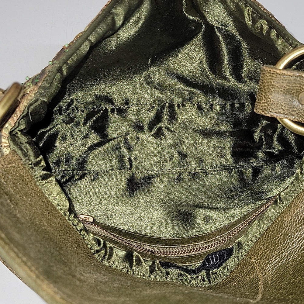 Christina Beaded Olive Green Embellished Shoulder Bag - Picture 10 of 14